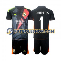 Segunda Equipación del Real Madrid Portero Thibaut Courtois 1 2024-2025 Negro Manga Corta para Niño (Camiseta y pantalón)