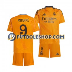 Segunda Equipación del Real Madrid Mbappe 9 2024-2025 Manga Corta para Niño (Camiseta y pantalón)