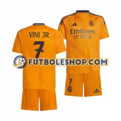 Segunda Equipación del Real Madrid VINI JR 7 2024-2025 Manga Corta para Niño (Camiseta y pantalón)