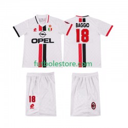 Segunda Equipación del AC Milan BAGGIO 18 Retro 1996 1997 Manga Corta para Niño (Camiseta y pantalón)