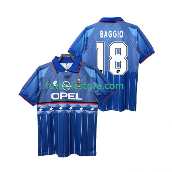 Segunda Equipación del AC Milan BAGGIO 18 Retro 1995 1996 Manga Corta para Hombre