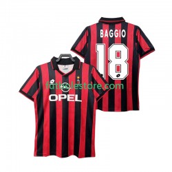 Primera Equipación del AC Milan BAGGIO 18 Retro 1995 1996 Manga Corta para Hombre