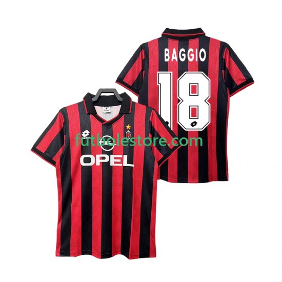 Primera Equipación del AC Milan BAGGIO 18 Retro 1995 1996 Manga Corta para Hombre Primera Equipación del AC Milan BAGGIO 18 Retro 1995 1996 Manga Corta para Hombre
