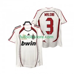 Segunda Equipación del AC Milan MALDINI 3 Retro 2006 2007 Manga Corta para Hombre