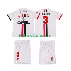 Segunda Equipación del AC Milan MALDINI 3 Retro 1996 1997 Manga Corta para Niño (Camiseta y pantalón)