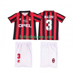 Primera Equipación del AC Milan MALDINI 3 Retro 1996 1997 Manga Corta para Niño (Camiseta y pantalón)