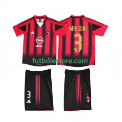 Primera Equipación del AC Milan MALDINI 3 Retro 2004 2005 Manga Corta para Niño (Camiseta y pantalón)