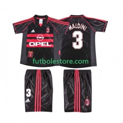 Tercera Equipación del AC Milan MALDINI 3 Retro 1998 1999 Manga Corta para Niño (Camiseta y pantalón)