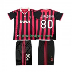 Primera Equipación del AC Milan RONALDINHO 80 Retro 2009 2010 Manga Corta para Niño (Camiseta y pantalón)