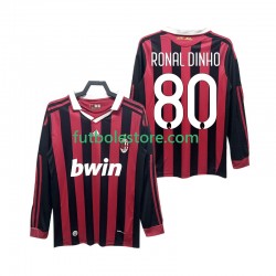 Primera Equipación del AC Milan RONALDINHO 80 Retro 2009 2010 ML para Hombre