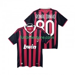 Primera Equipación del AC Milan RONALDINHO 80 Retro 2009 2010 Manga Corta para Hombre