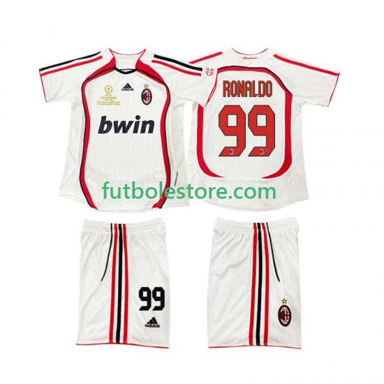 Segunda Equipación del AC Milan RONALDO 9 Retro 2006 2007 Manga Corta para Niño (Camiseta y pantalón) Segunda Equipación del AC Milan RONALDO 9 Retro 2006 2007 Manga Corta para Niño (Camiseta y pantalón)