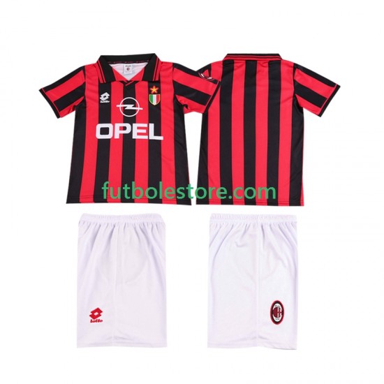 Primera Equipación del AC Milan Retro 1996 1997 Manga Corta para Niño (Camiseta y pantalón) Primera Equipación del AC Milan Retro 1996 1997 Manga Corta para Niño (Camiseta y pantalón)