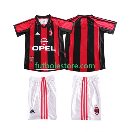 Primera Equipación del AC Milan Retro 1998 1999 Manga Corta para Niño (Camiseta y pantalón) Primera Equipación del AC Milan Retro 1998 1999 Manga Corta para Niño (Camiseta y pantalón)