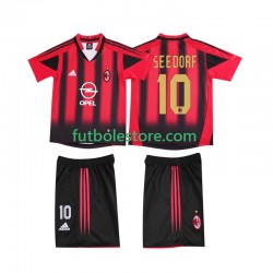 Primera Equipación del AC Milan SEEDORF 10 Retro 2004 2005 Manga Corta para Niño (Camiseta y pantalón)
