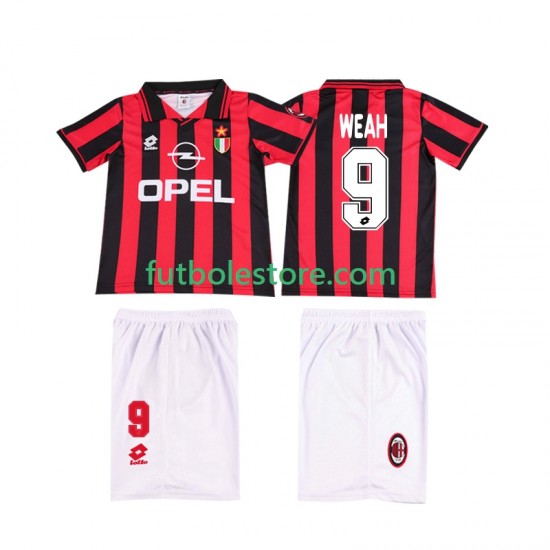 Primera Equipación del AC Milan WEAH 9 Retro 1996 1997 Manga Corta para Niño (Camiseta y pantalón) Primera Equipación del AC Milan WEAH 9 Retro 1996 1997 Manga Corta para Niño (Camiseta y pantalón)