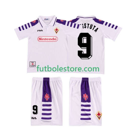 Segunda Equipación del ACF Fiorentina BASTUTA 9 Retro 1998 1999 Manga Corta para Niño (Camiseta y pantalón) Segunda Equipación del ACF Fiorentina BASTUTA 9 Retro 1998 1999 Manga Corta para Niño (Camiseta y pantalón)