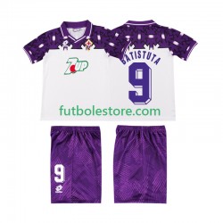Segunda Equipación del ACF Fiorentina BATISTUTA 9 Retro 1992 1993 Manga Corta para Niño (Camiseta y pantalón)