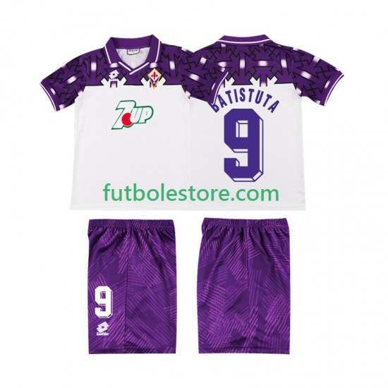 Segunda Equipación del ACF Fiorentina BATISTUTA 9 Retro 1992 1993 Manga Corta para Niño (Camiseta y pantalón) Segunda Equipación del ACF Fiorentina BATISTUTA 9 Retro 1992 1993 Manga Corta para Niño (Camiseta y pantalón)