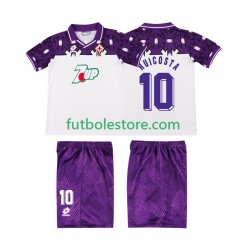 Segunda Equipación del ACF Fiorentina RUI COSTA 10 Retro 1992 1993 Manga Corta para Niño (Camiseta y pantalón)