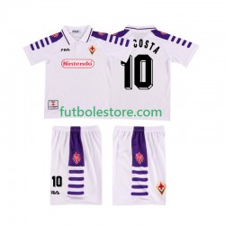 Segunda Equipación del ACF Fiorentina RUI COSTA 10 Retro 1998 1999 Manga Corta para Niño (Camiseta y pantalón)
