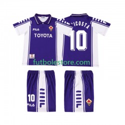 Primera Equipación del ACF Fiorentina RUI COSTA 10 Retro 1999 2000 Manga Corta para Niño (Camiseta y pantalón)
