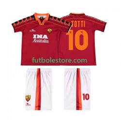 Primera Equipación del AS Roma TOTTI 10 Retro 1998 1999 Manga Corta para Niño (Camiseta y pantalón)
