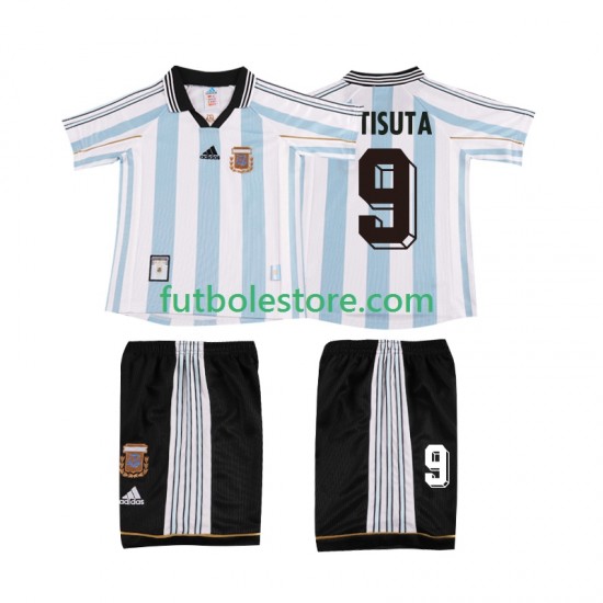 Primera Equipación del Argentina BATISUTA 9 Retro 1998 Manga Corta para Niño (Camiseta y pantalón) Primera Equipación del Argentina BATISUTA 9 Retro 1998 Manga Corta para Niño (Camiseta y pantalón)