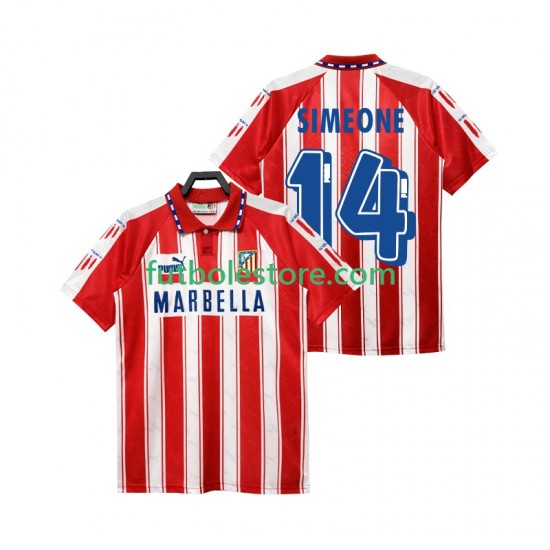Primera Equipación del Atlético Madrid SIMEONE 14 Retro 1994 1995 Manga Corta para Hombre Primera Equipación del Atlético Madrid SIMEONE 14 Retro 1994 1995 Manga Corta para Hombre
