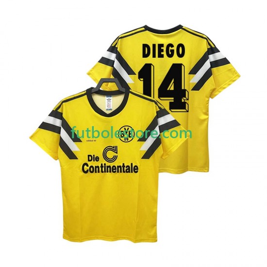 Primera Equipación del Borussia Dortmund DIEGO 14 Retro DFB-POKAL 1989 Manga Corta para Hombre Primera Equipación del Borussia Dortmund DIEGO 14 Retro DFB-POKAL 1989 Manga Corta para Hombre