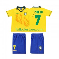Primera Equipación del Brasil BEBETO 7 Retro 1994 Manga Corta para Niño (Camiseta y pantalón)