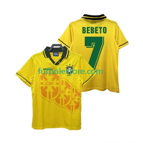 Primera Equipación del Brasil BEBETO 7 Retro 1994 Manga Corta para Hombre Primera Equipación del Brasil BEBETO 7 Retro 1994 Manga Corta para Hombre