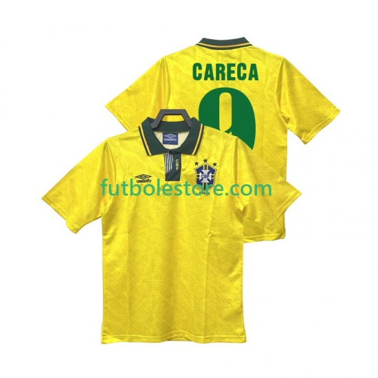 Primera Equipación del Brasil CARECA 9 Retro 1991 1993 Manga Corta para Hombre Primera Equipación del Brasil CARECA 9 Retro 1991 1993 Manga Corta para Hombre