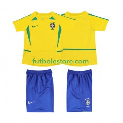 Primera Equipación del Brasil Retro 2002 Manga Corta para Niño (Camiseta y pantalón)