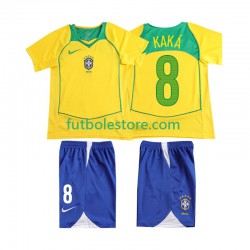 Primera Equipación del Brasil KAKA 8 Retro 2004 Manga Corta para Niño (Camiseta y pantalón)