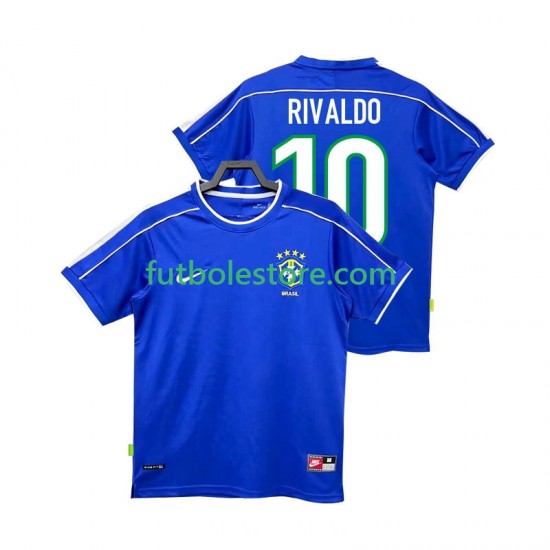 Segunda Equipación del Brasil RIVALDO 10 Retro 1998 Manga Corta para Hombre Segunda Equipación del Brasil RIVALDO 10 Retro 1998 Manga Corta para Hombre