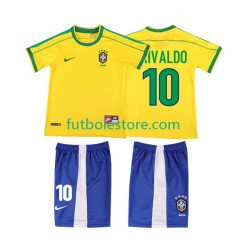 Primera Equipación del Brasil RIVALDO 10 Retro 1998 Manga Corta para Niño (Camiseta y pantalón)