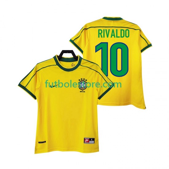 Primera Equipación del Brasil RIVALDO 10 Retro 1998 Manga Corta para Hombre Primera Equipación del Brasil RIVALDO 10 Retro 1998 Manga Corta para Hombre