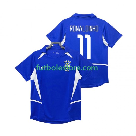 Segunda Equipación del Brasil RONALDINHO 11 Retro 2002 Manga Corta para Hombre