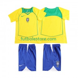 Primera Equipación del Brasil Retro 2004 Manga Corta para Niño (Camiseta y pantalón)