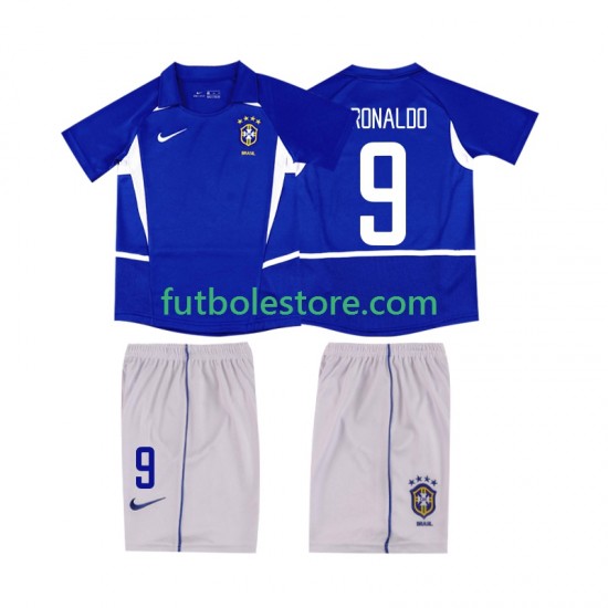 Segunda Equipación del Brasil Ronaldo 9 Retro 2002 Manga Corta para Niño (Camiseta y pantalón) Segunda Equipación del Brasil Ronaldo 9 Retro 2002 Manga Corta para Niño (Camiseta y pantalón)