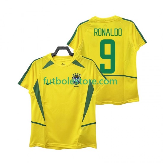Primera Equipación del Brasil Ronaldo 9 Retro 2002 Manga Corta para Hombre Primera Equipación del Brasil Ronaldo 9 Retro 2002 Manga Corta para Hombre