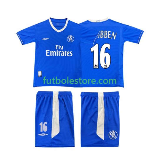 Primera Equipación del Chelsea Robben 16 Retro 2003 2005 Manga Corta para Niño (Camiseta y pantalón) Primera Equipación del Chelsea Robben 16 Retro 2003 2005 Manga Corta para Niño (Camiseta y pantalón)