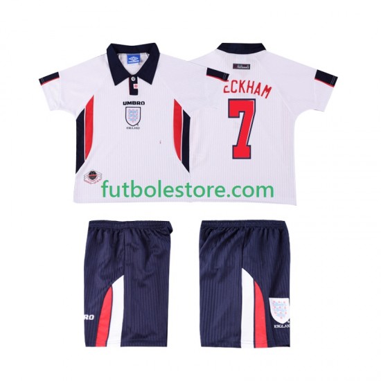 Primera Equipación del Inglaterra Beckham 7 Retro 1998 Manga Corta para Niño (Camiseta y pantalón) Primera Equipación del Inglaterra Beckham 7 Retro 1998 Manga Corta para Niño (Camiseta y pantalón)
