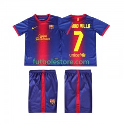 Primera Equipación del FC Barcelona DAUID VILLA 7 Retro 2012 2013 Manga Corta para Niño (Camiseta y pantalón)