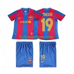Primera Equipación del FC Barcelona Lionel Messi 19 Retro 2007 2008 Manga Corta para Niño (Camiseta y pantalón)