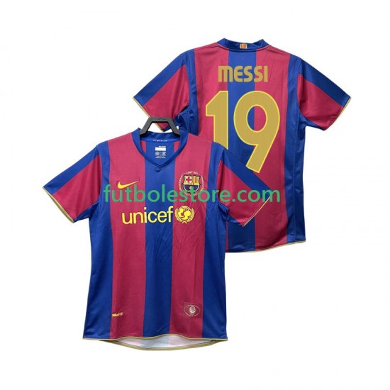 Primera Equipación del FC Barcelona Lionel Messi 19 Retro 2007 2008 Manga Corta para Hombre Primera Equipación del FC Barcelona Lionel Messi 19 Retro 2007 2008 Manga Corta para Hombre