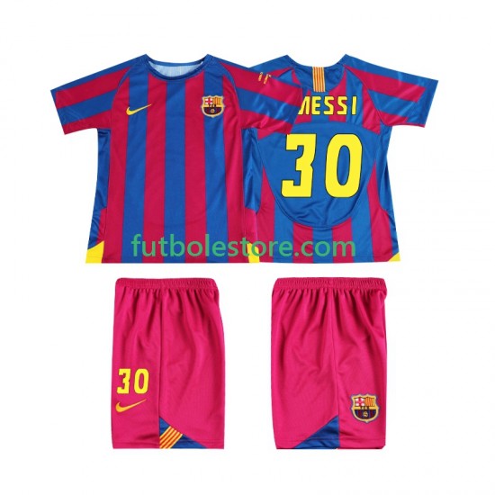 Primera Equipación del FC Barcelona Lionel Messi 30 Retro Champions League 2005 2006 Manga Corta para Niño (Camiseta y pantalón) Primera Equipación del FC Barcelona Lionel Messi 30 Retro Champions League 2005 2006 Manga Corta para Niño (Camiseta y pantalón)