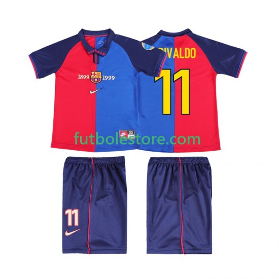Primera Equipación del FC Barcelona RIVALDO 11 Retro 1999 2000 Manga Corta para Niño (Camiseta y pantalón) Primera Equipación del FC Barcelona RIVALDO 11 Retro 1999 2000 Manga Corta para Niño (Camiseta y pantalón)