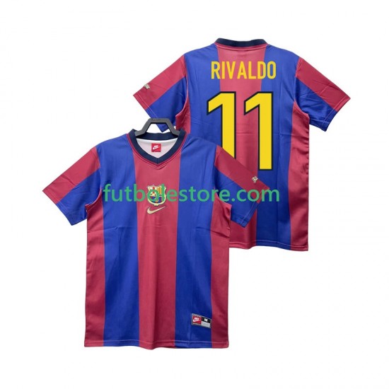 Primera Equipación del FC Barcelona RIVALDO 11 Retro 1998 1999 Manga Corta para Hombre Primera Equipación del FC Barcelona RIVALDO 11 Retro 1998 1999 Manga Corta para Hombre